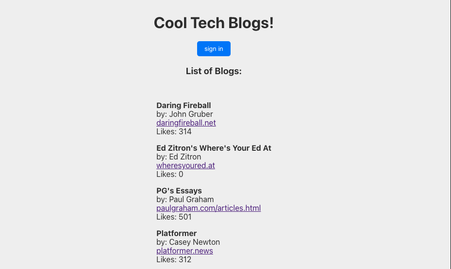 Bloglist screenshot